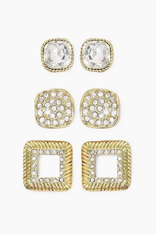 3 Pack Stud Earrings