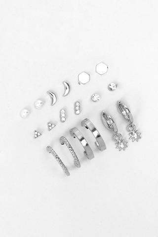 9 Pack Hoop And Stud Earrings