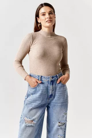 Knit Turtle Neck Fitted Top