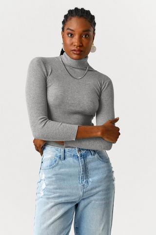 Knit Poloneck Top