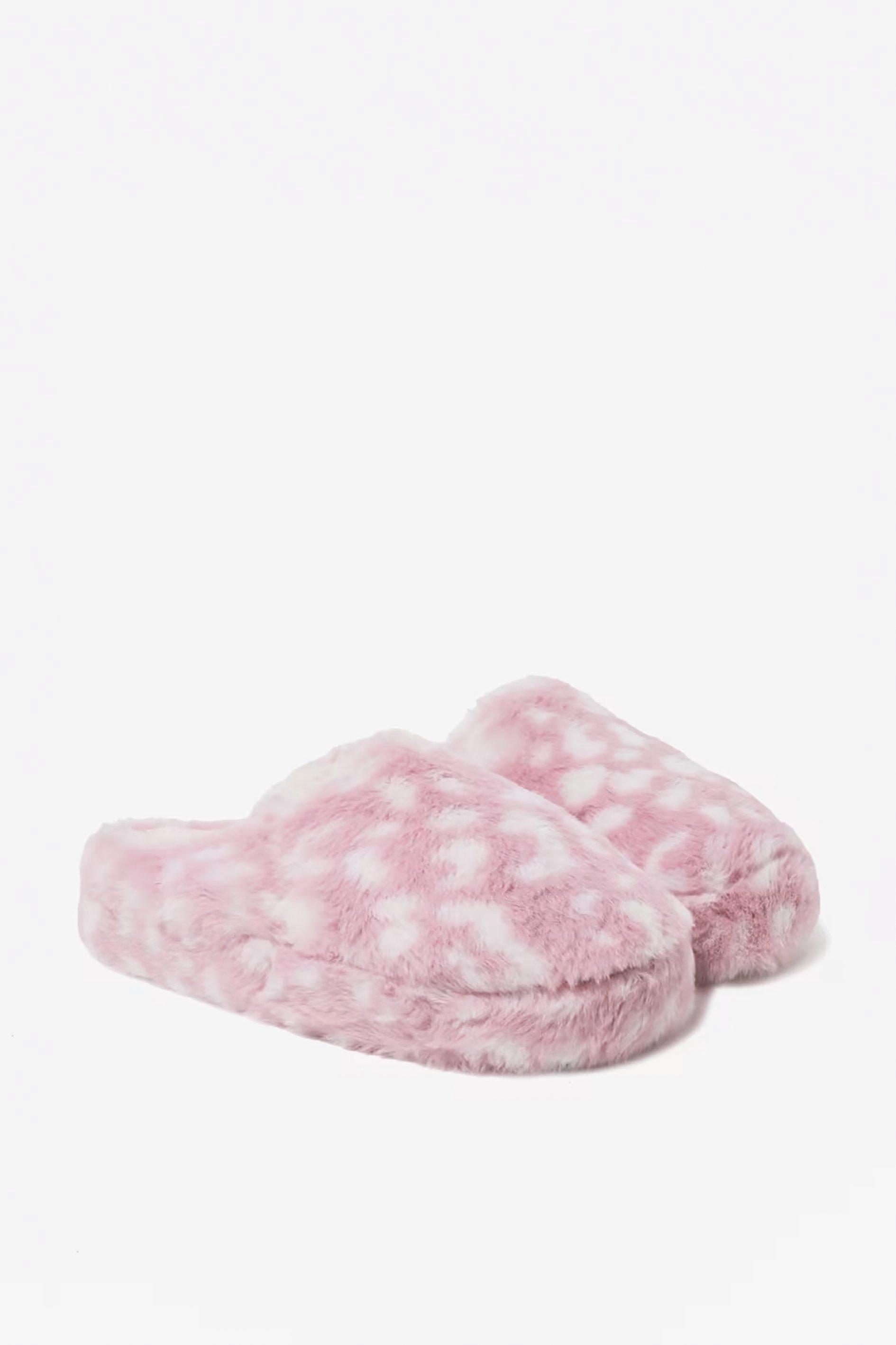 Plain Fluffy Platform Slippers