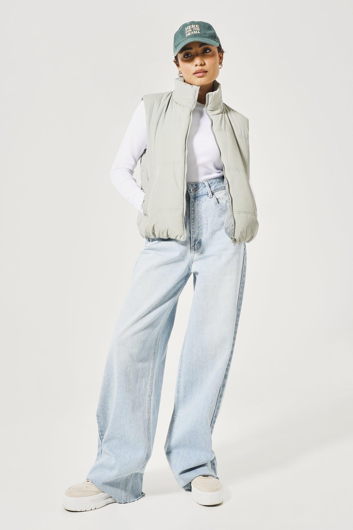 Beige Wide Leg Denim