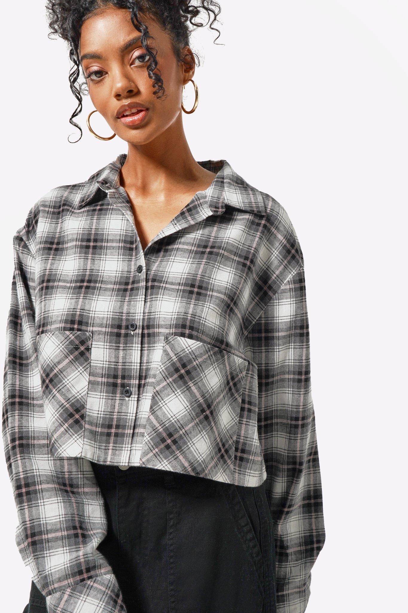 Cropped Flannel Shirt