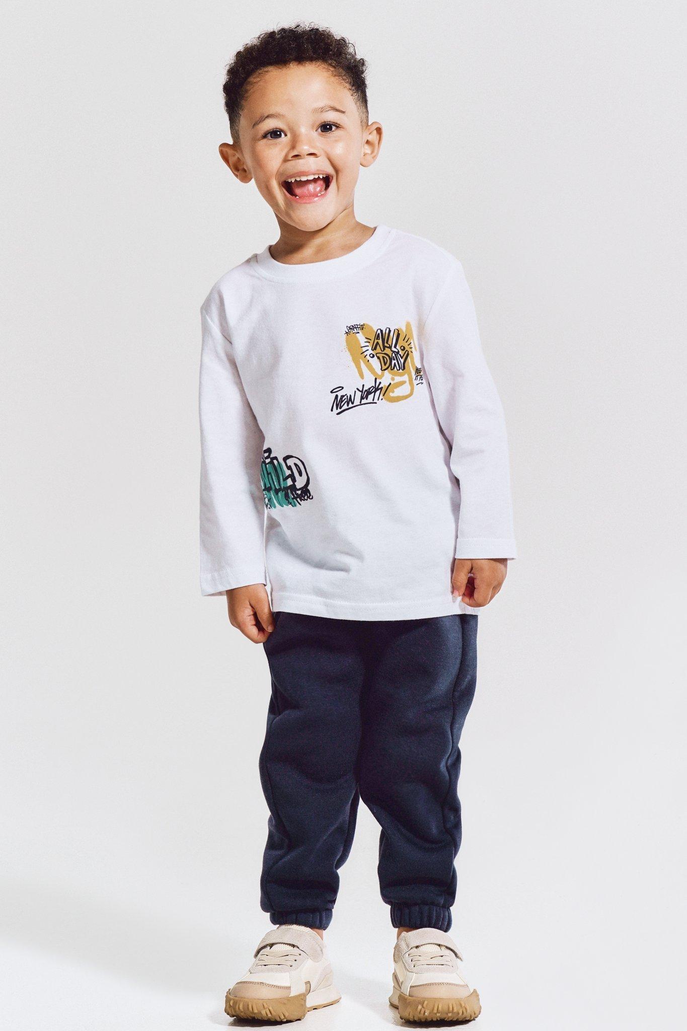 Babyhug Single Jersey Knit Full Sleeves Polo T-Shirt & Joggers Set with Skating Print - Red & Blue