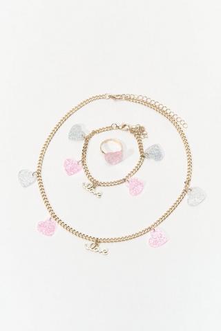 3 Pack Heart Jewellery Set