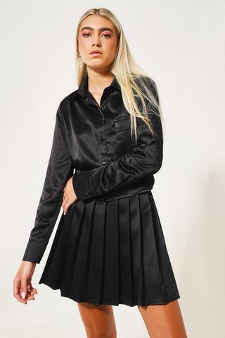 Satin Pleated Skirt