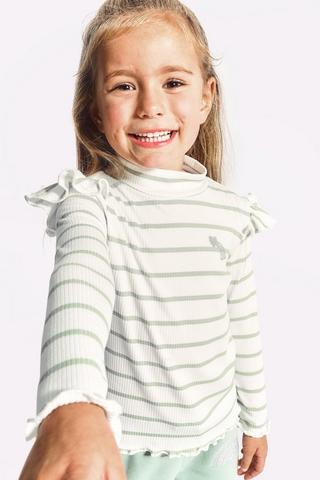 Stripe Polo Neck Top