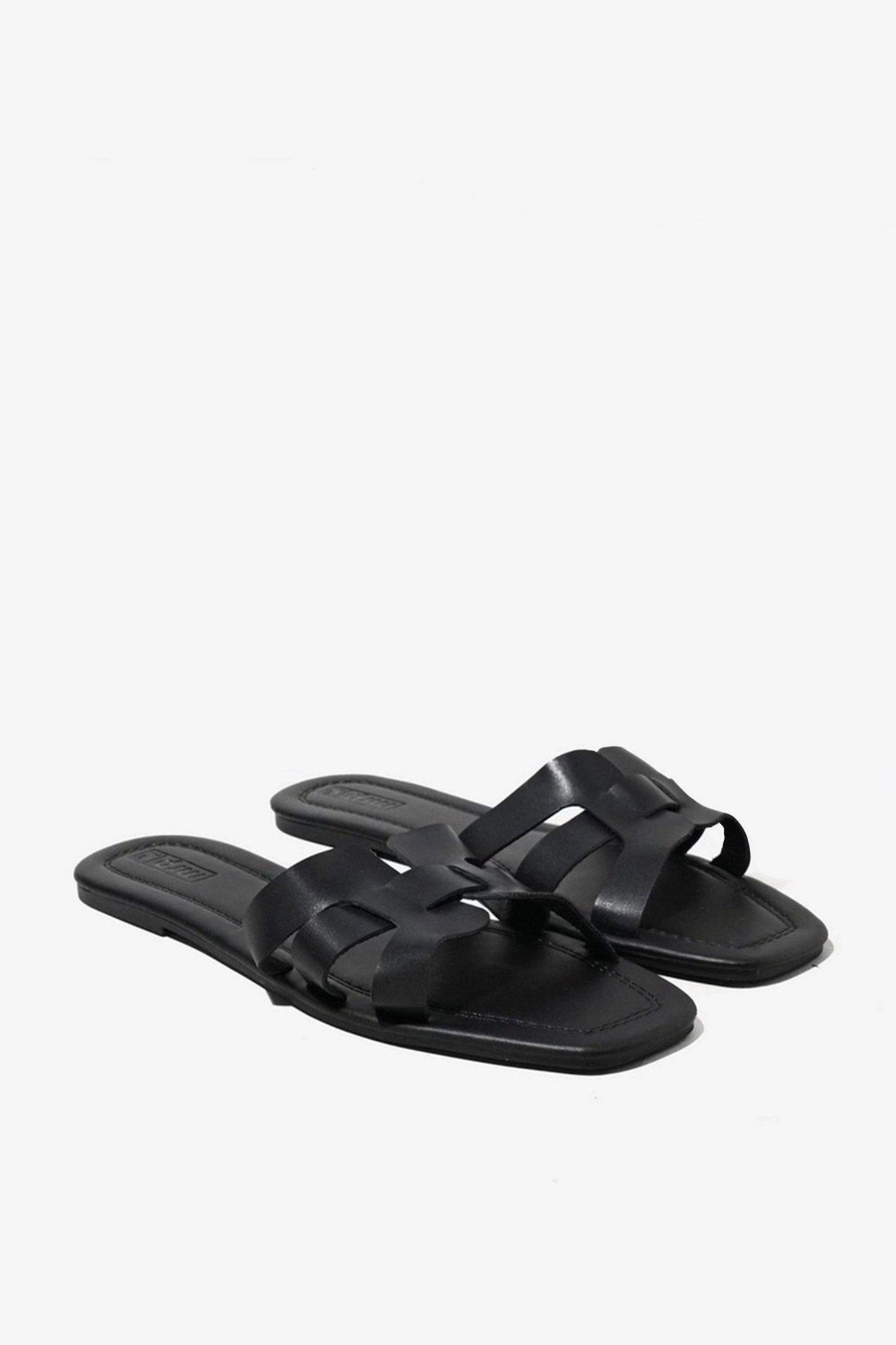 Black slip sales on sandals womens