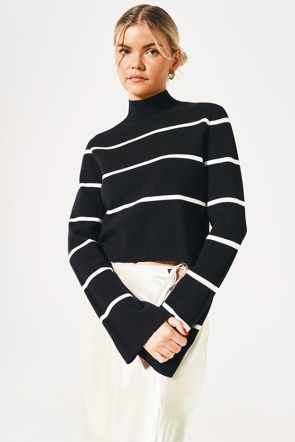 【MAISON MINED】22FW★ FITTING STRIPE TURTLE NECK KNIT 01_103132358_SI_00