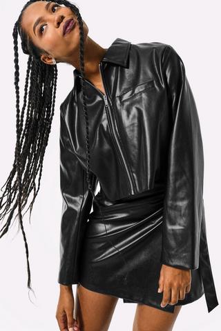 Cropped Pleather Jacket