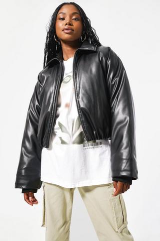 Pleather Bomber Jacket