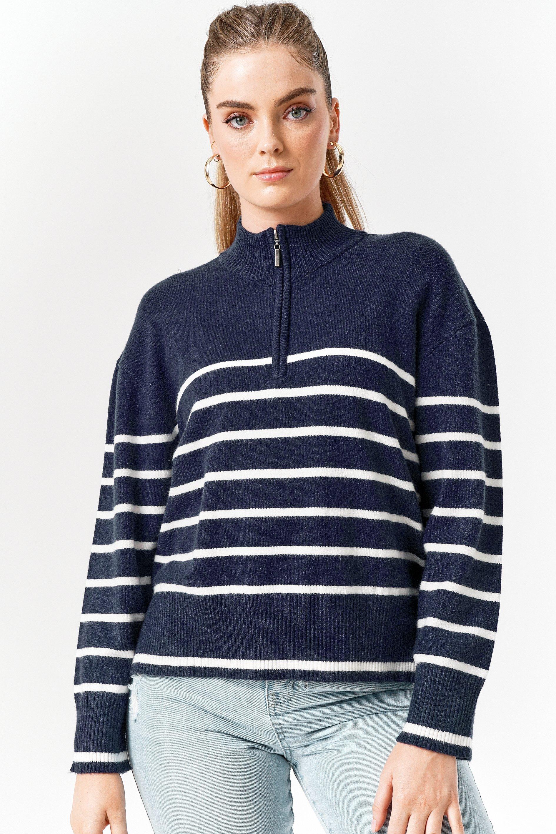 23228✨️ブリーフィング MARINE STRIPE HIGH NECK Stripe Knit