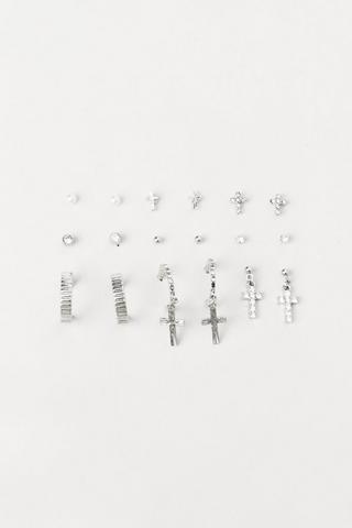 9 Pack Hoop And Stud Earrings