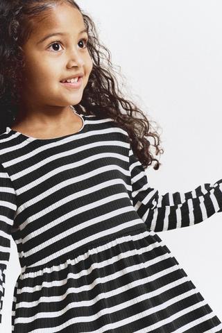 Long-Sleeve Printed Dress and Solid Leggings Set for Toddler Girls