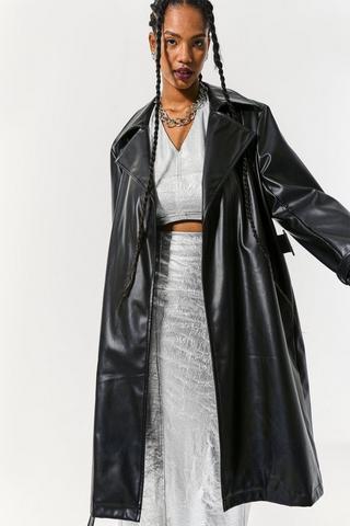 Pleather Trench Coat