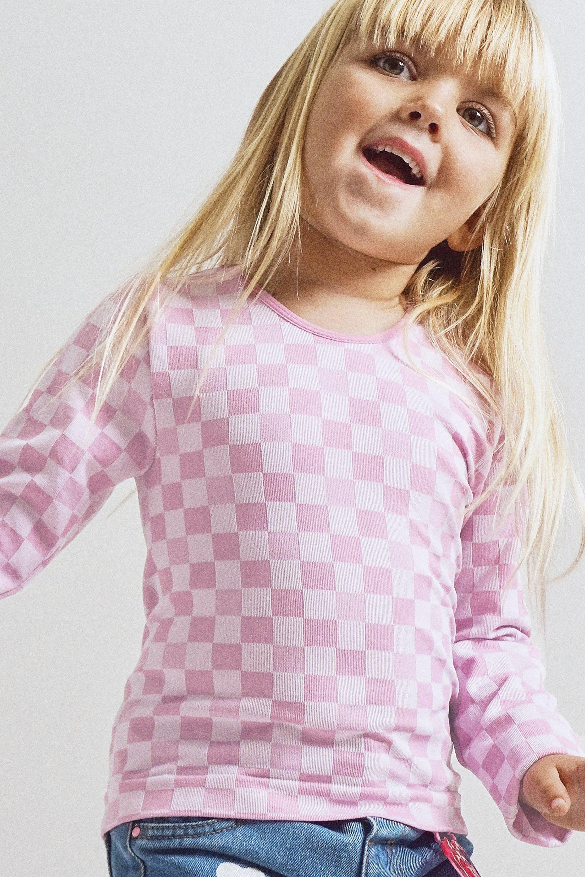 KD-TP-1001 KID LONGSLEEVE TERRY CLOTH TOP-LIGHT PINK
