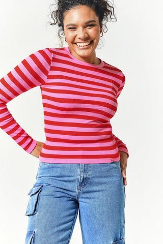 Stripe Seamless Long Sleeve Top