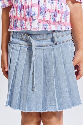 Denim Pleated Skirt