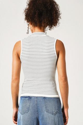 Stripe Seamless Turtle Neck Top