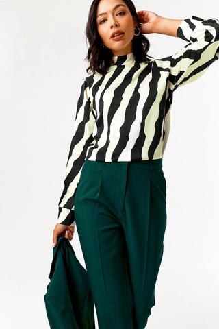 Satin long Sleeve Turtle Neck Top