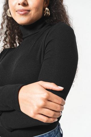 Ribbed Polo Neck Top