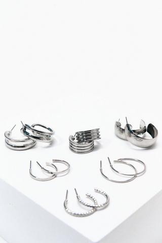 6 Pack Hoop Earrings