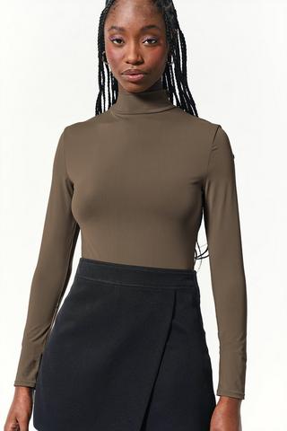 Skin Tight Polo Neck Bodysuit