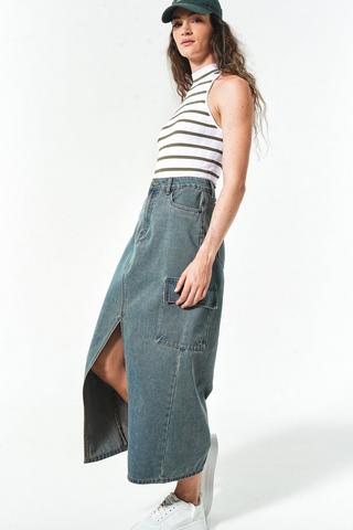 Denim Cargo Skirt