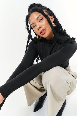 Skin Tight Polo Neck Bodysuit