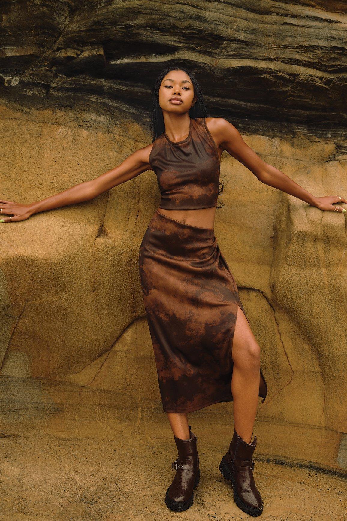 IN THE STILLNESS WOVEN MIDI SKIRT main image 1
