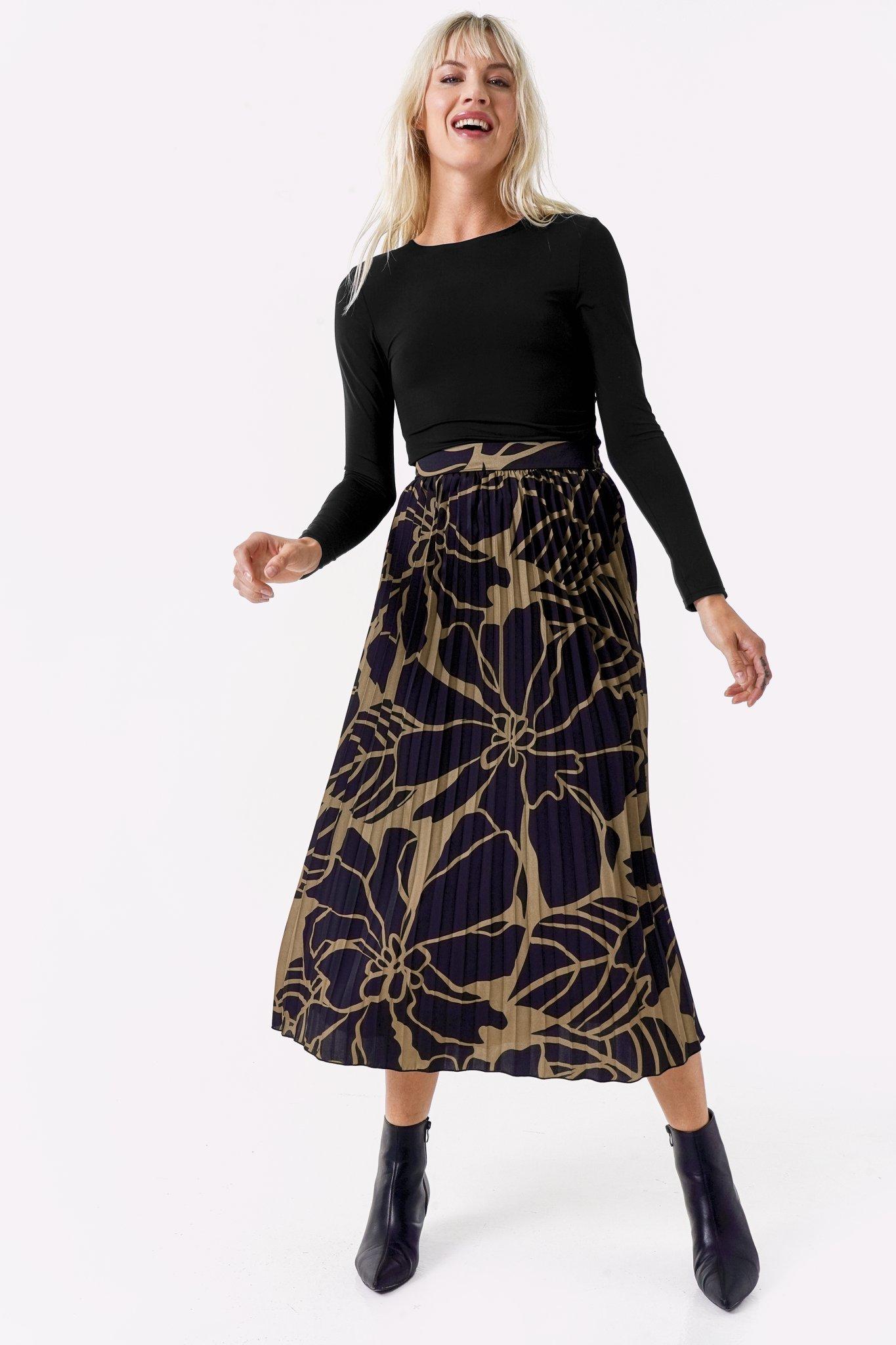 Pleated Midi Skirt 600072682grn main image 0