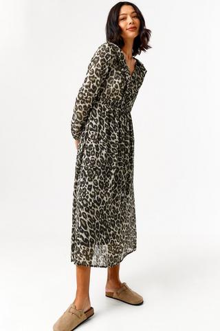 Leopard Print Fit And Flare Dress