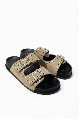 Stud Detail Double Buckle Slider