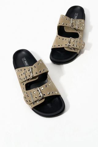 Stud Detail Double Buckle Slider