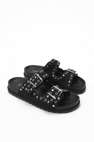 Stud Detail Double Buckle Slider