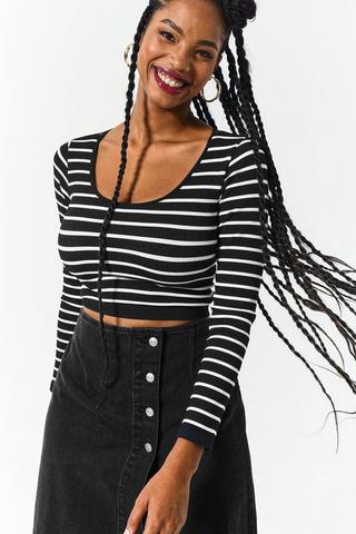 Stripe Seamless Long Sleeve Top