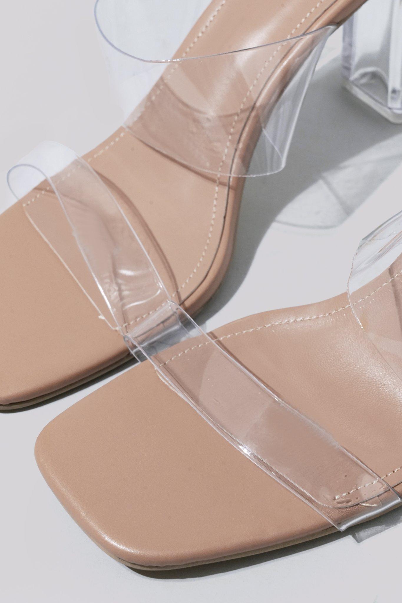 Slip on perspex heels sales