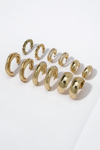 6 Pack Hoop Earrings