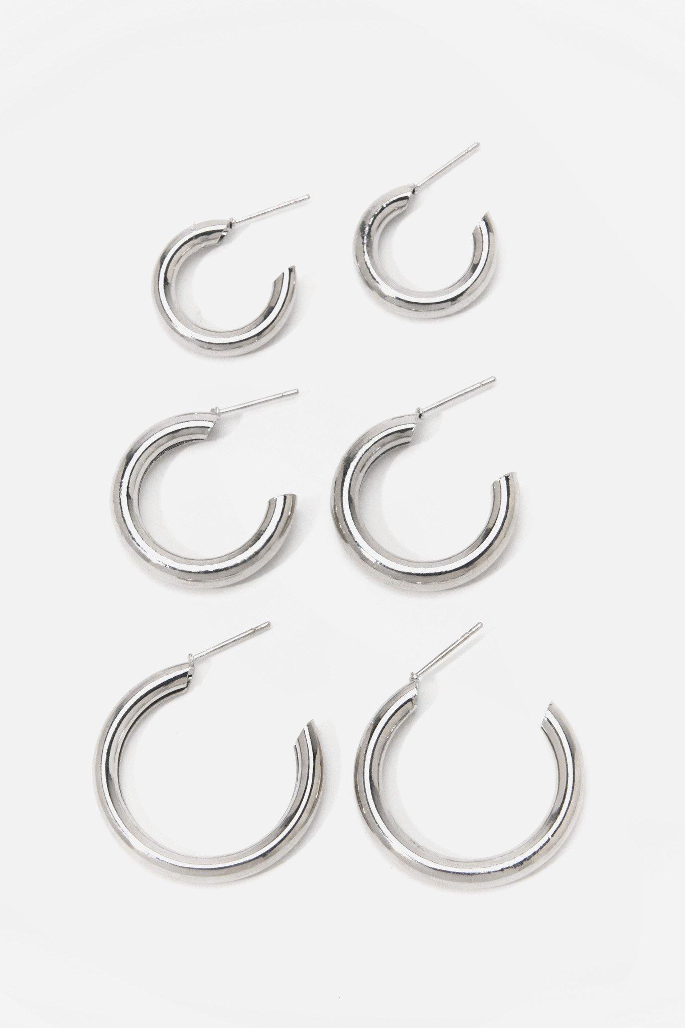 3-in-1 Brass Hoop Earrings