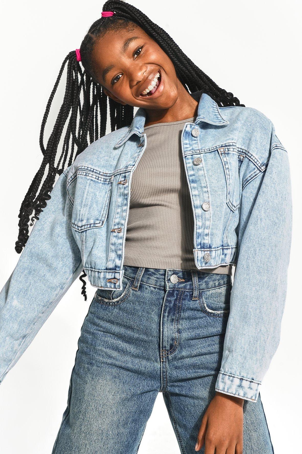 ジャケット・アウター no mass prod Cropped denim flight jacket no mass prod Cropped denim flight jacket