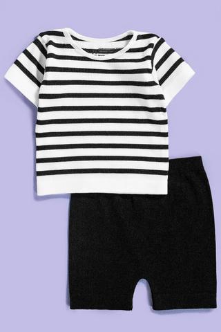 Stripe T-Shirt And Cycle Shorts Set