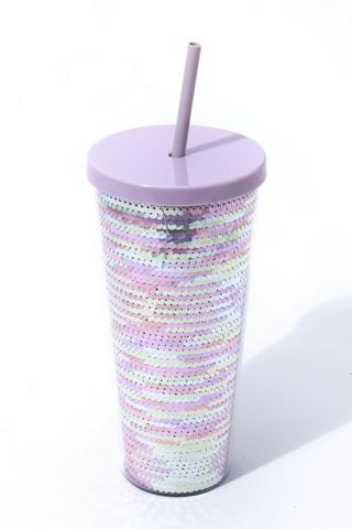 Sequin Straw Cup