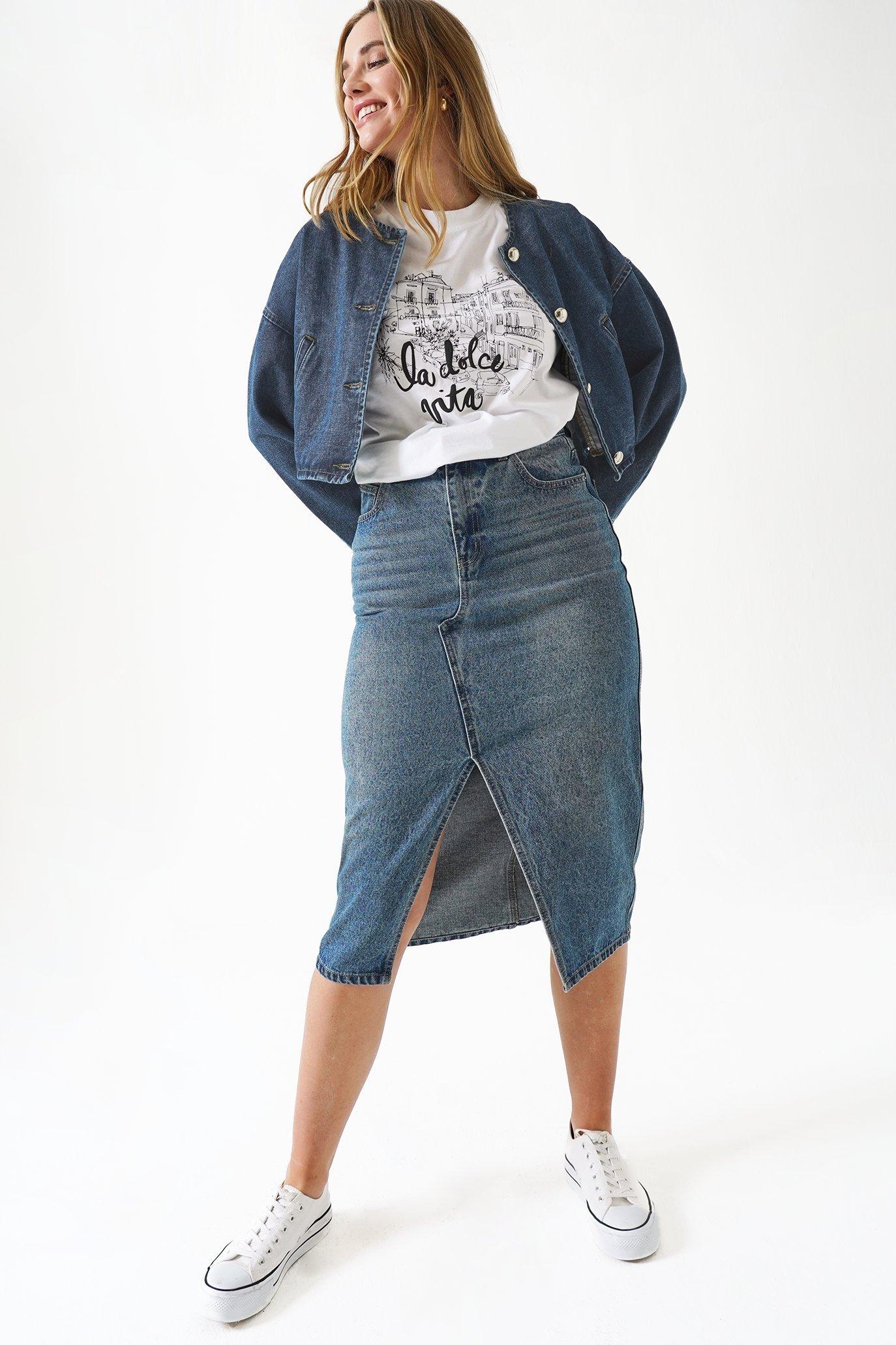 Denim Midi Skirt