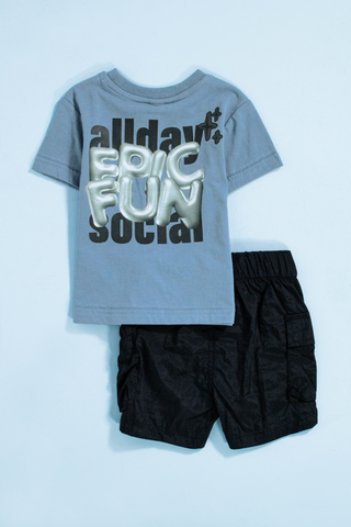 Graphic T-Shirt And Cargo Shorts Set