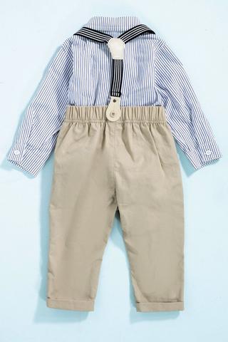 Stripe Shirt Body Vest And Pants Set