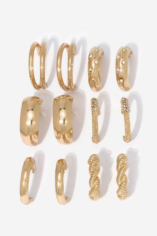 6 Pack Hoop Earrings