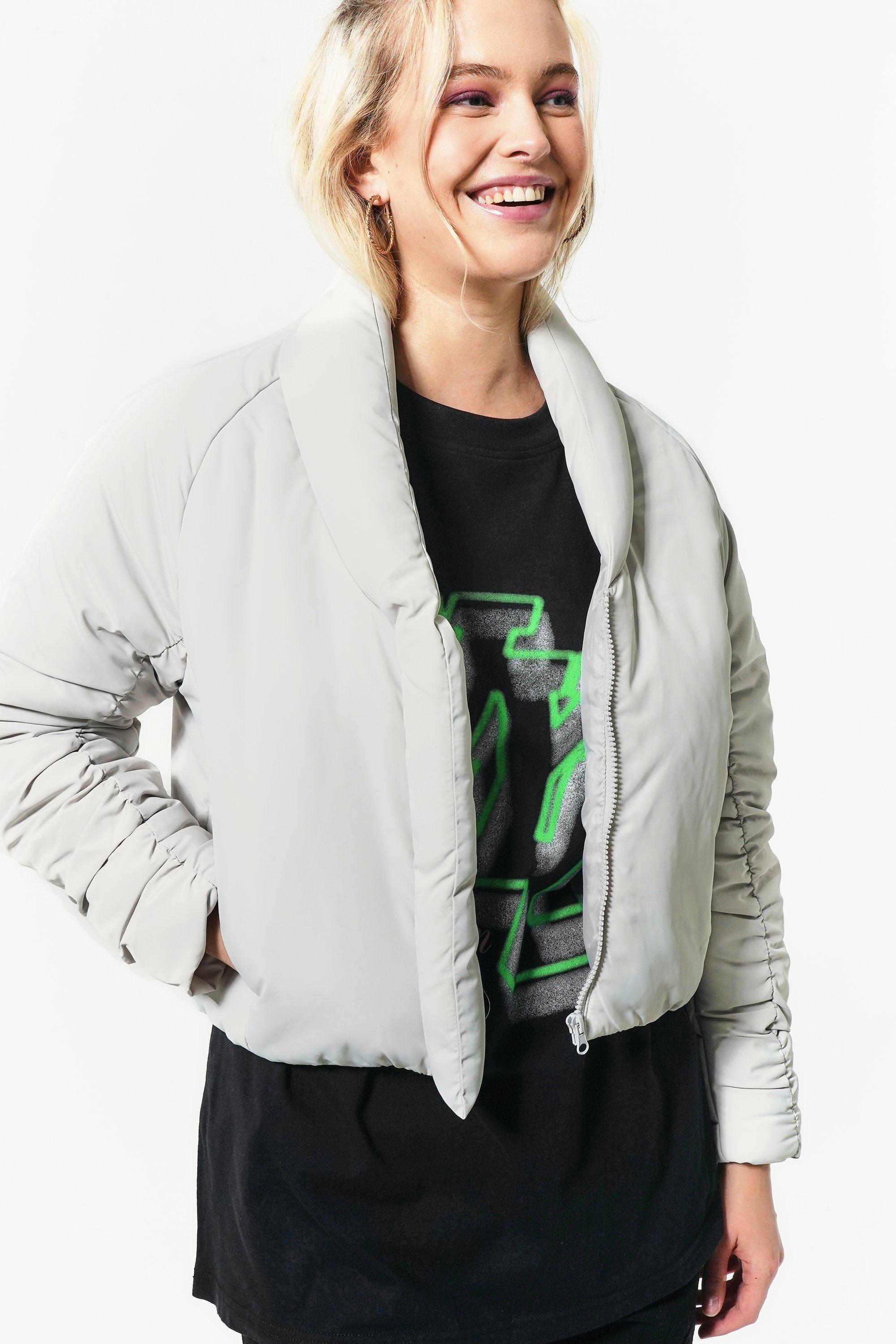 shawl puffer jacket