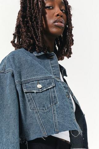Cropping a denim jacket best sale
