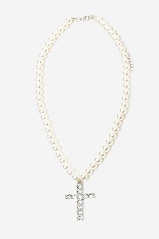 Oyster Bead Cross Necklace