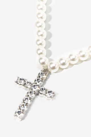 Oyster Bead Cross Necklace